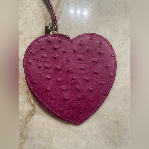 Furla Pink Ostrich Wristlet Coin Purse - Picture 2 of 6